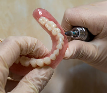 3D printed dentures being polished