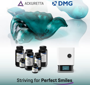 DMG 3D printing resins and Ackuretta dental 3D printers