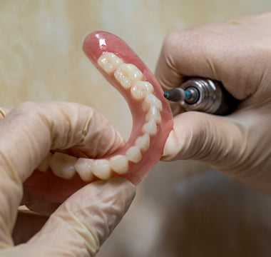 3D printed dentures being polished